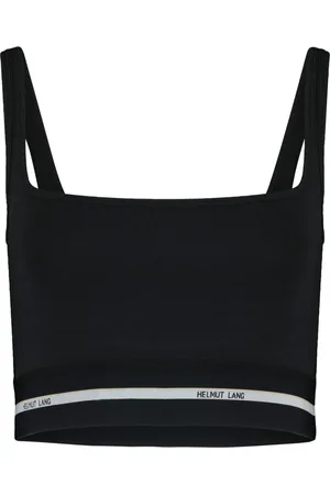 Helmut Lang Top, Dame, Sort, M, Bomuld, Trendy Top med Ikoniske Logo-Detaljer