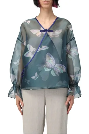 Emporio Armani Bluser & Skjorter, Dame, Grøn, XS, Grøn Butterfly Bluse