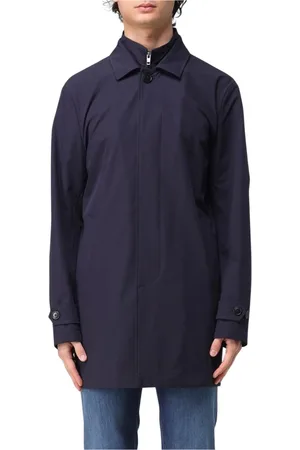 FAY Frakke, Herre, Blå, XL, Uld, Stilfuld Let Trenchcoat