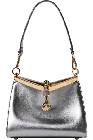 Etro Taske, Dame, Grå, ONE SIZE, Uld, Sølv Metallic Clutch Taske