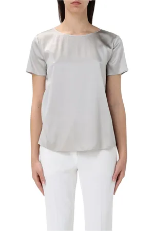 Emporio Armani Bluser & Skjorter, Dame, Grå, 2XS, Blå Silkebluse Elegant Stil