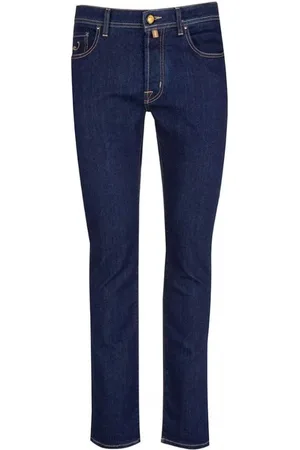 Jacob Cohen Jeans, Herre, Blå, W37, Læder, Mørkeblå Bard Jeans Kollektion