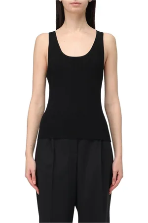 Michael Kors Top, Dame, Sort, M, Uld, Ribstrikket Ærmeløs Chic Sort Top