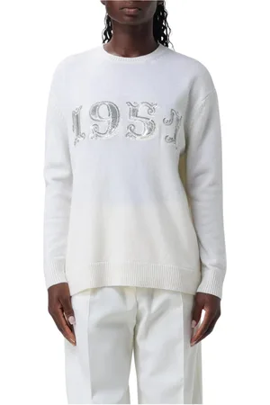 Max Mara Strik, Dame, Hvid, M, Cashmere, Luksus Cashmere Sweater