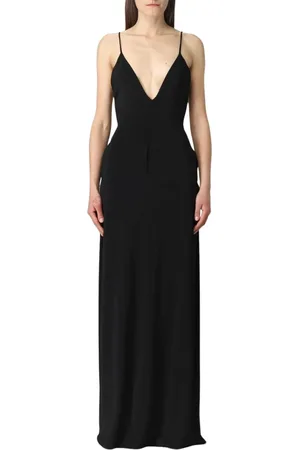 FEDERICA TOSI Kjole, Dame, Sort, XS, Elegant Sort V-hals A-Line Kjole