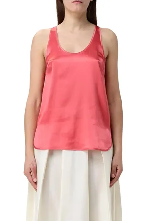Pinko Top, Dame, Rød, 2XS, Uld, Blå Silke Afslappet Top