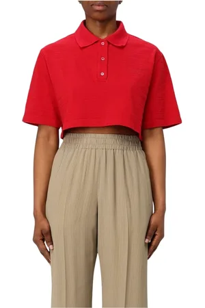 Golden Goose Top, Dame, Rød, S, Uld, Rød Ribbet Polo Skjorte Stilfuldt Look