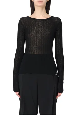 Patrizia Pepe Strik, Dame, Sort, XS, Uld, Sort Blonde V-Hals Top