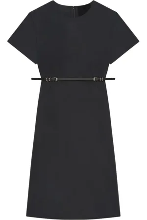 Givenchy Kjole, Dame, Sort, M, Læder, Sort læderbælte skede kjole
