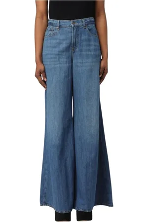 7 for all Mankind Jeans, Dame, Blå, W30, Uld, Stilfulde High Waist Blå Jeans