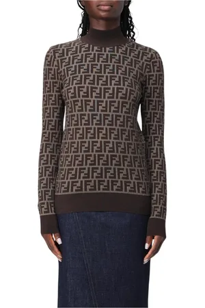 Fendi Strik, Dame, Brun, M, Luksuriøs Tobak Sweater