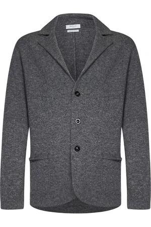 Boglioli Jakke, Herre, Grå, S, Tyl, Grå Strikket Blazer-Style Cardigan Aw24