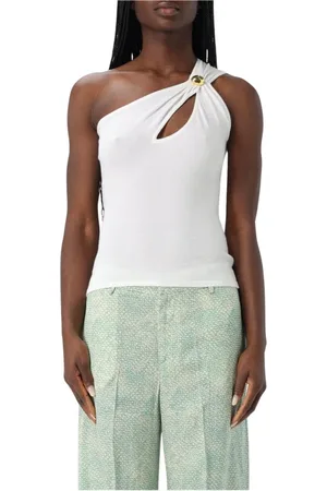 FEDERICA TOSI Top, Dame, Hvid, XS, Uld, Elegant Strik One Shoulder Top