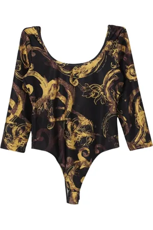 VERSACE Top, Dame, Sort, 3XS, Polyester, Barok Print Mini Nederdel Sæt