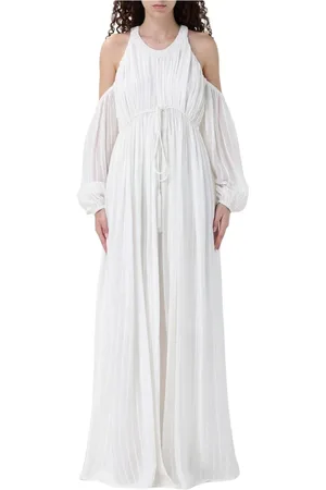 Pinko Kjole, Dame, Hvid, S, Uld, Elegant Cold Shoulder Kjole
