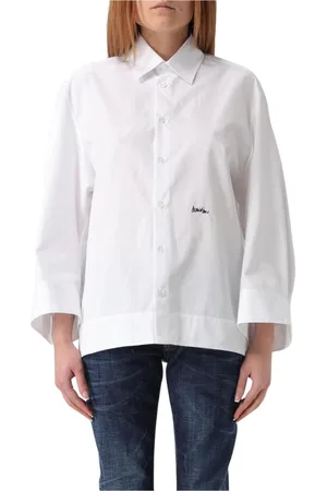 Dsquared2 Bluser & Skjorter, Dame, Hvid, M, Bomuld, Hvid Bomuld Langærmet Skjorte