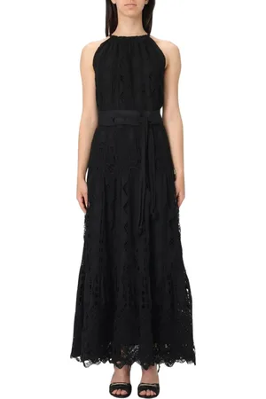 Pinko Kjole, Dame, Sort, M, Bomuld, Hvid Halterneck Maxi Kjole