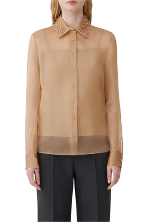 Fabiana Filippi Bluser & Skjorter, Dame, Brun, S, Silke Perlekant Bluse