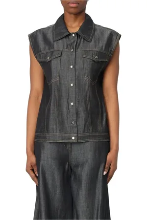Kaos Jakke, Dame, Blå, L, Denim, Denim Button-Up Skjorte