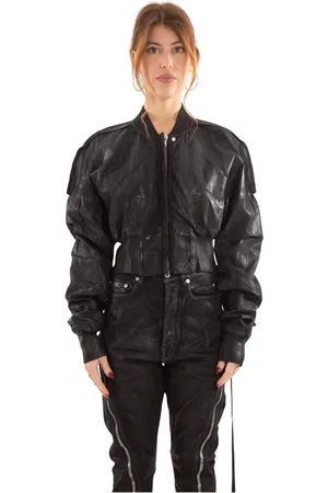 Rick Owens Jakke, Dame, Sort, M, Foiled Bomber Flight Jacket