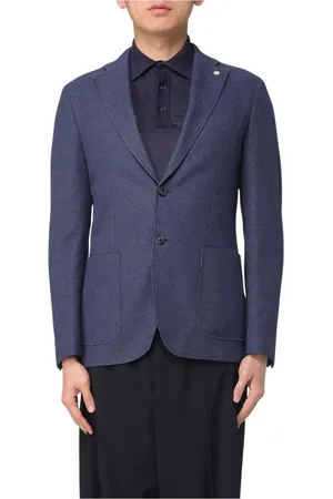Manuel Ritz Jakke, Herre, Blå, 4XL, Uld, Blå Blazer med Hakrevers