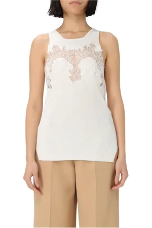 ERMANNO SCERVINO Top, Dame, Hvid, S, Blonde Ribbet Tank Top