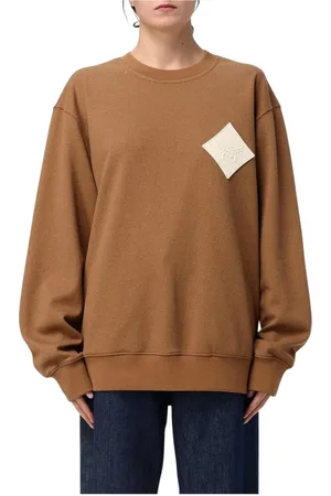MCM Sweathshirts & Hoodies, Dame, Brun, L, Læder, Læder Crew Neck Sweater