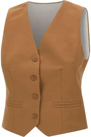 Kaos Jakke, Dame, Brun, S, Linned, Brun Linned og Viskose Gilet Jakke