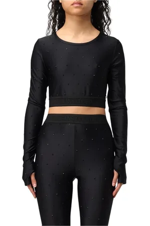 VERSACE Top, Dame, Sort, S, Sort udsmykket crop top