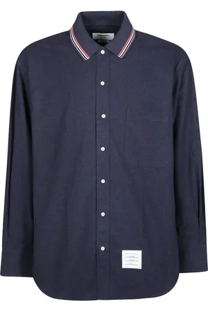 Thom Browne Skjorte, Herre, Blå, M, Bomuld, Oversized Stribet Flannel Skjorte