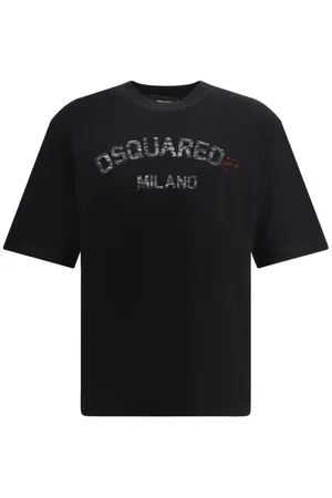 Dsquared2 Top, Herre, Sort, L, Bomuld, Monogram Bomuld T-shirt, Oversize Pasform