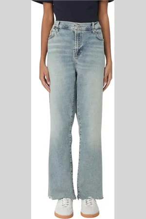 7 for all Mankind Jeans, Dame, Blå, W29, Blå Wide Leg Raw Hem Jeans