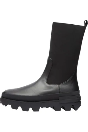 Moncler Sko, Dame, Sort, 38 EU, Uld, Sort Chelsea High Boot Elegant Design