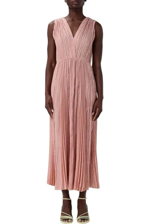 FORTE FORTE Kjole, Dame, Lyserød, M, Rosa V-Neck Maxi Kjole
