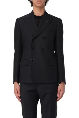 LARDINI Jakke, Herre, Sort, M, Linned, Klassisk Sort Linned Blazer