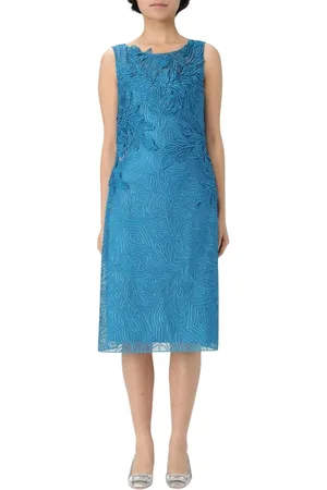 Alberta Ferretti Kjole, Dame, Blå, XL, Uld, Turkis Maxi Kjole med V-Hals