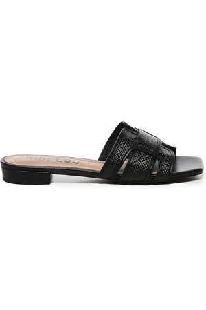 Bibi Lou Sko, Dame, Sort, 36 EU, Læder, Raffia og Læder Sorte Sandaler