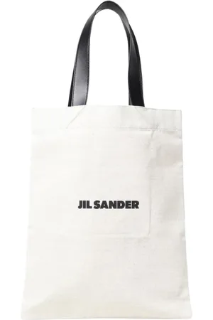 Jil Sander Taske, Dame, , ONE SIZE, Læder, Canvas Tote Bag med læderhåndtag