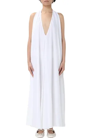 Jacquemus Kjole, Dame, Hvid, S, Blå Draperet Midi Kjole Elegant Stil
