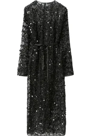 Fabiana Filippi Kjole, Dame, Sort, XS, Sort Paillet Midi Kjole Aften
