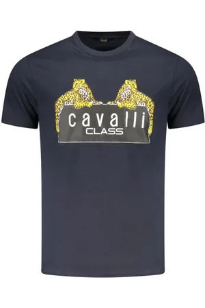 Roberto Cavalli Top, Herre, Blå, M, Bomuld, Blå Bomuld Crew Neck T-Shirt