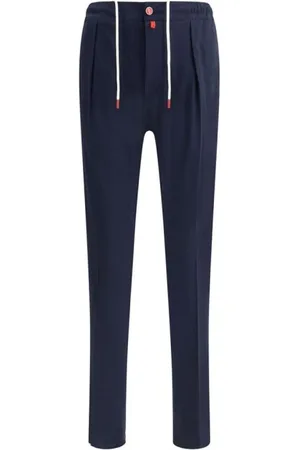 Kiton Bukser, Herre, Blå, W32, Bomuld, Monogram Patch Bomuld Bukser