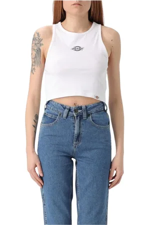Dickies Top, Dame, Hvid, XS, Uld, Sort Crew Neck T-Shirt