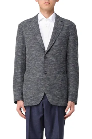 HUGO BOSS Jakke, Herre, Blå, 2XL, Uld, Klassisk Blå Tekstureret Blazer