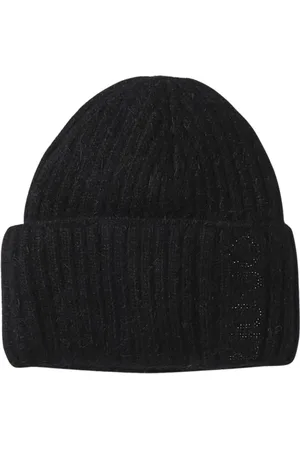Liu Jo Tilbehør, Dame, Sort, ONE SIZE, Uld, Ribbet Alpaca Uld Beanie Hat