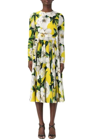 Dolce & Gabbana Kjole, Dame, Flerfarvet, XS, Farverig Blomstret Midi Kjole