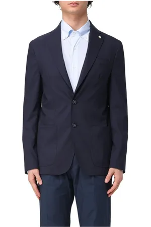 Manuel Ritz Jakke, Herre, Blå, M, Blå Notch Revers Blazer