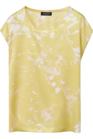 Fabiana Filippi Top, Dame, Gul, L, Silkeblomstbluse i levende gul