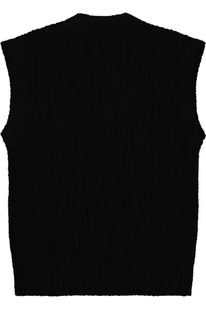 OLAF HUSSEIN Jakke, Herre, Sort, XL, Bomuld, Sort Strikket Vest Elegant og alsidig