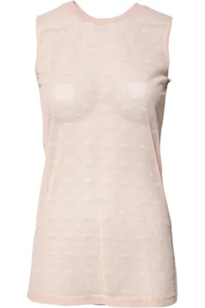 Dolce & Gabbana Top, Dame, , XS, Nylon, Ærmeløs tanktop med logo-monogram